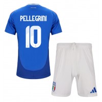 Italy Lorenzo Pellegrini #10 Replica Home Minikit Euro 2024 Short Sleeve (+ pants)